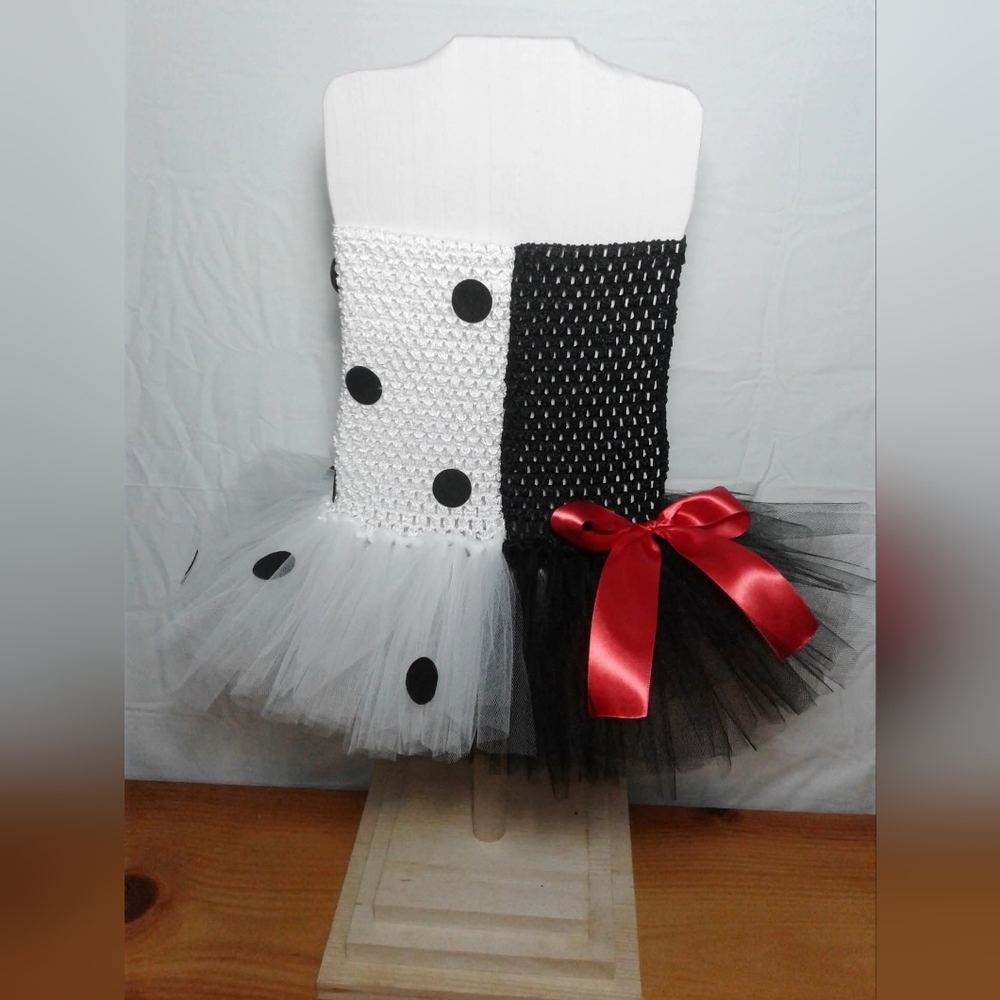 Charming White and Black Tutu Dress Handmade